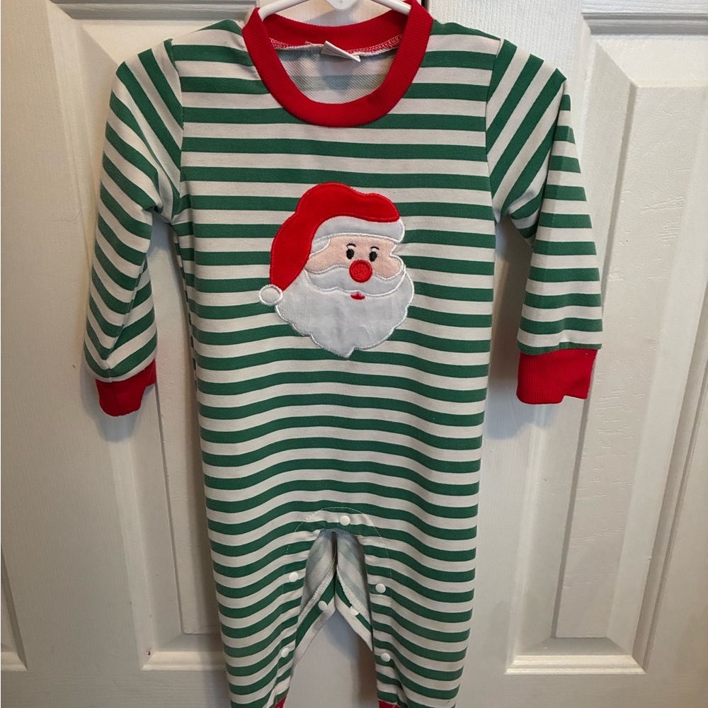 Green and White Striped Santa Baby